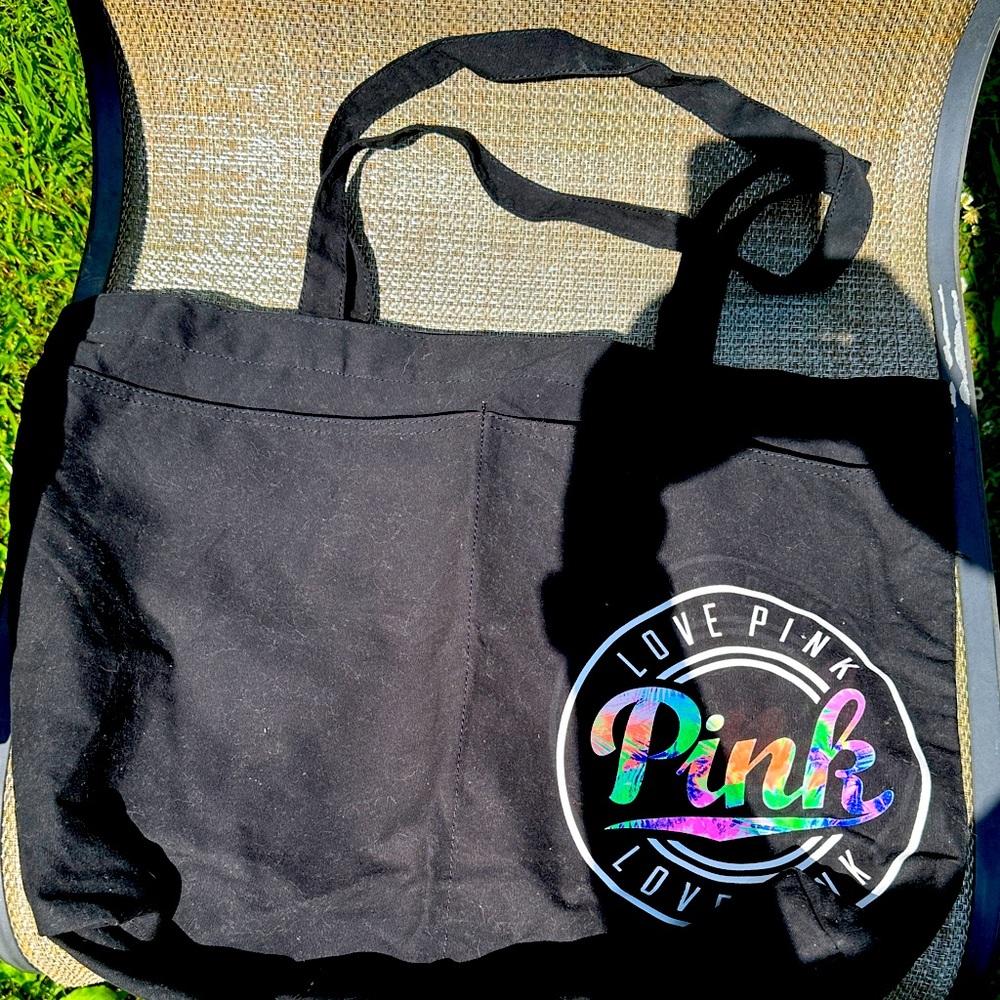 Vintage VS Pink black bag with logo.